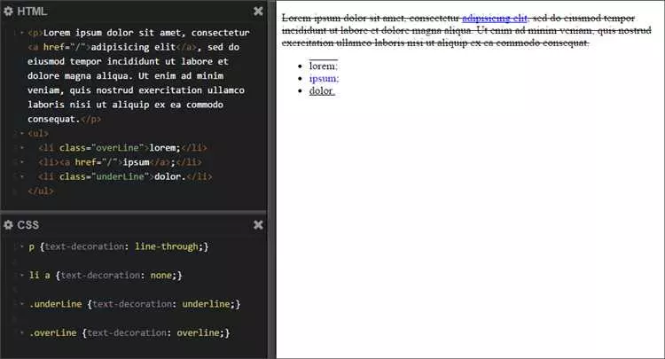 Подчеркивание ссылок в CSS