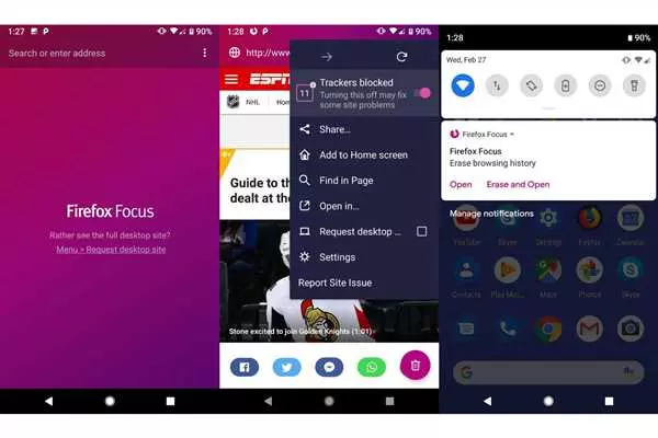 Firefox focus - мобильный браузер для безопасного просмотра интернета