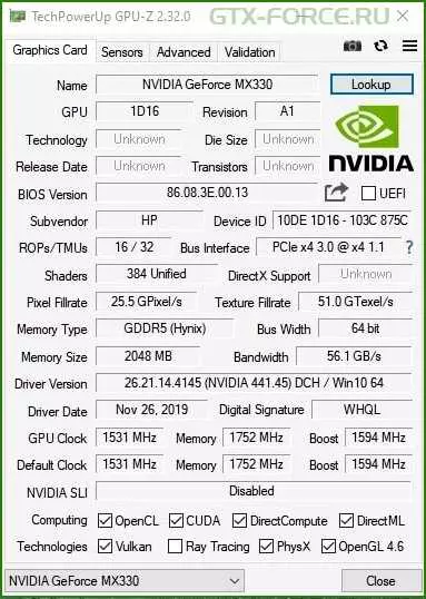 Видеокарта Mx330